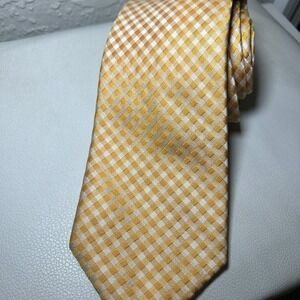 The Tie Bar Gold Check Silk Gingham Necktie Business Wedding Party 3.5 inches‎